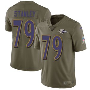 Ravens #79 Ronnie Stanley Olive Men's Stitched NFL Striking Limited 2017 Salute To Service Jersey