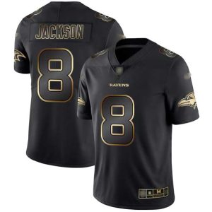 Ravens #8 Lamar Jackson Black/Gold Splendid Men's Stitched NFL Vapor Untouchable Limited Jersey
