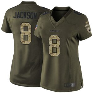 Ravens #8 Lamar Jackson Green Women's Stitched NFL Limited Delightful 2015 Salute to Service Jersey