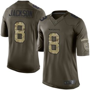 Ravens #8 Lamar Jackson Green Youth Fabulous Stitched NFL Limited 2015 Salute to Service Jersey