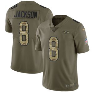 Ravens #8 Lamar Jackson Olive/Camo Youth Stitched NFL Limited 2017 Refined Salute to Service Jersey