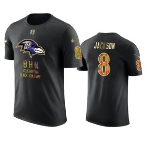 Ravens #8 Lamar Jackson Stylish Black Men's Black History Month T Shirt