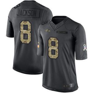 Ravens #8 Lamar Jackson Superb Black Youth Stitched NFL Limited 2016 Salute to Service Jersey