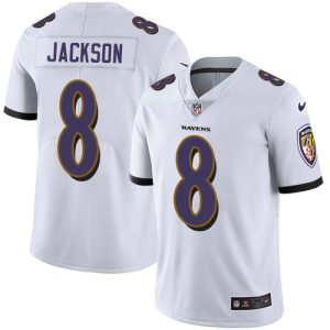 Ravens #8 Lamar Jackson White Distinguished Youth Stitched NFL Vapor Untouchable Limited Jersey