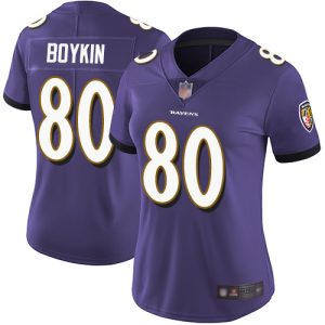Ravens #80 Miles Boykin Enchanting Purple Team Color Women's Stitched NFL Vapor Untouchable Limited Jersey