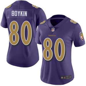 Ravens #80 Miles Boykin Purple Women's Stitched NFL Limited Rush Splendid Jersey