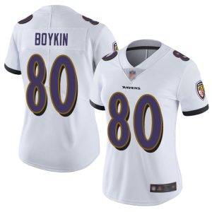 Ravens #80 Miles Boykin White Women's Stitched NFL Vapor Magnificent Untouchable Limited Jersey