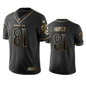 Ravens #81 Hayden Dashing Hurst Black Golden Limited Edition Stitched NFL Jersey