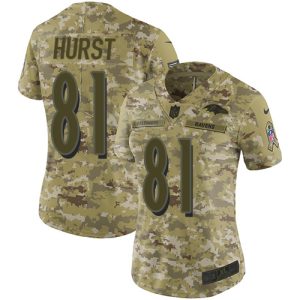 Ravens #81 Hayden Hurst Camo Women's Stitched NFL Limited 2018 Salute to Service Remarkable Jersey