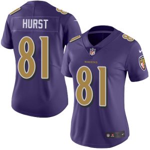 Ravens #81 Hayden Hurst Purple Women's Stitched NFL Limited Notable Rush Jersey