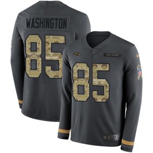 Ravens #85 Scotty High - quality Washington Anthracite Salute to Service Men's Stitched NFL Limited Therma Long Sleeve Jersey