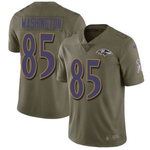 Ravens #85 Scotty Washington Olive Youth Stitched Elegant NFL Limited 2017 Salute To Service Jersey