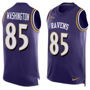 Ravens #85 Scotty Washington Purple Team Color Men's Elegant Stitched NFL Limited Tank Top Jersey