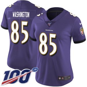 Ravens #85 Scotty Washington Purple Team Color Women's Stitched NFL 100th Outstanding Season Vapor Untouchable Limited Jersey