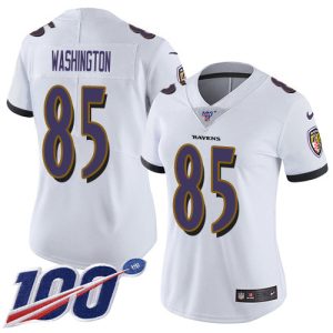 Ravens #85 Scotty Washington White Women's Stitched NFL 100th Unique Season Vapor Untouchable Limited Jersey
