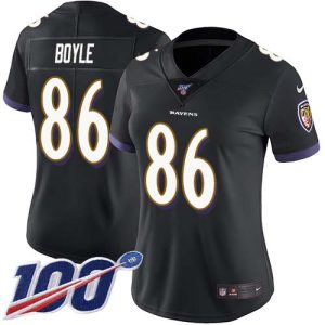 Ravens #86 Nick Boyle Black Alternate Women's Stitched NFL 100th Season Vapor Untouchable Limited Jersey Exquisite