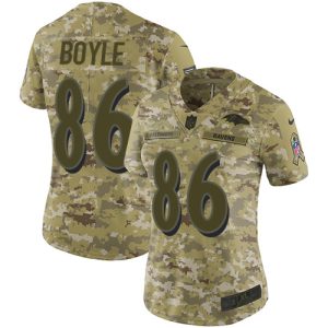 Ravens #86 Nick Boyle Camo Classy Women's Stitched NFL Limited 2018 Salute To Service Jersey
