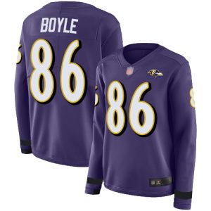 Ravens #86 Nick Boyle Purple Stunning Team Color Women's Stitched NFL Limited Therma Long Sleeve Jersey