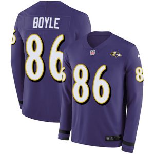 Ravens #86 Nick Boyle Purple Team Color Youth Stitched NFL Limited Therma Stunning Long Sleeve Jersey