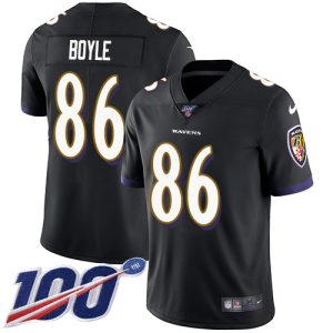 Ravens #86 Outstanding Nick Boyle Black Alternate Youth Stitched NFL 100th Season Vapor Untouchable Limited Jersey