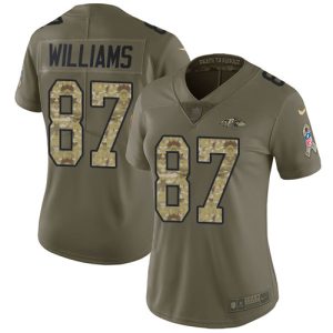 Ravens #87 Maxx Williams Olive/Camo Women's Stitched NFL Limited Superb 2017 Salute to Service Jersey