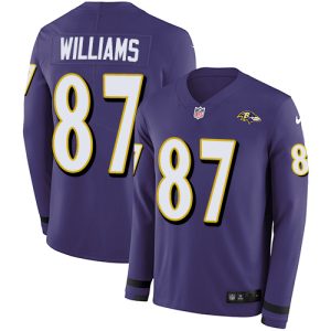 Ravens #87 Maxx Williams Purple Team Color Marvelous Men's Stitched NFL Limited Therma Long Sleeve Jersey