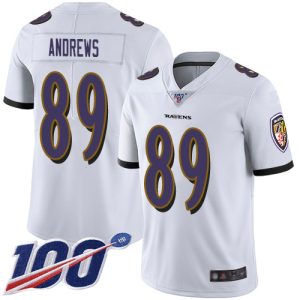 Ravens #89 Mark Andrews Charming White Men's Stitched NFL 100th Season Vapor Limited Jersey