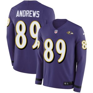 Ravens #89 Mark Andrews Purple Team Color Superior Men's Stitched NFL Limited Therma Long Sleeve Jersey