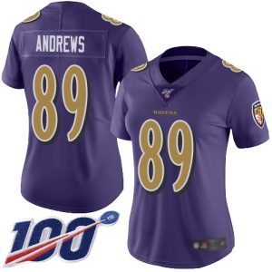 Ravens #89 Mark Premium Andrews Purple Women's Stitched NFL Limited Rush 100th Season Jersey