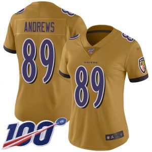 Ravens #89 Notable Mark Andrews Gold Women's Stitched NFL Limited Inverted Legend 100th Season Jersey