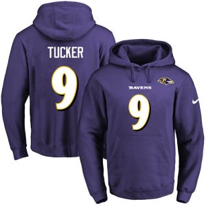 Ravens #9 Justin Elegant Tucker Purple Name & Number Pullover NFL Hoodie