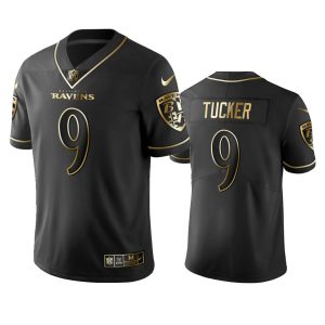 Ravens #9 Justin Tucker Black Golden Limited Edition Stitched NFL Delightful Jersey