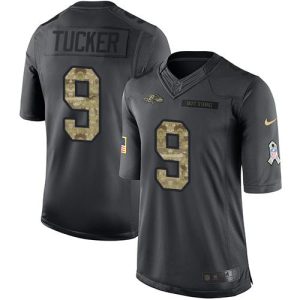 Ravens #9 Justin Tucker Black Men's Impressive Stitched NFL Limited 2016 Salute to Service Jersey