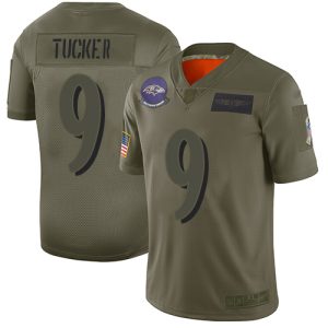 Ravens #9 Justin Tucker Camo Youth Stitched NFL Limited 2019 Luxurious Salute to Service Jersey
