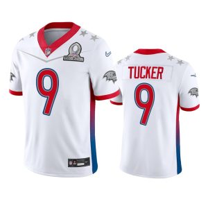 Ravens #9 Justin Tucker Men's NFL Phenomenal 2022 AFC Pro Bowl Game Jersey White