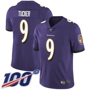 Ravens #9 Justin Tucker Purple Team Color Men's Stitched NFL 100th Season Vapor Limited Prime Jersey