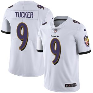 Ravens #9 Outstanding Justin Tucker White Youth Stitched NFL Vapor Untouchable Limited Jersey