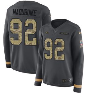 Ravens #92 Justin Madubuike Anthracite Salute to Service Women's Stitched Glamorous NFL Limited Therma Long Sleeve Jersey