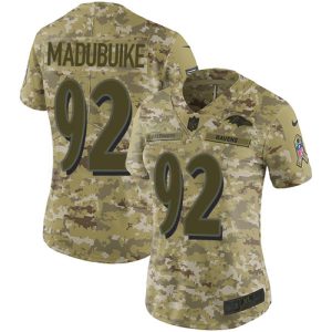 Ravens #92 Justin Madubuike Exquisite Camo Women's Stitched NFL Limited 2018 Salute To Service Jersey
