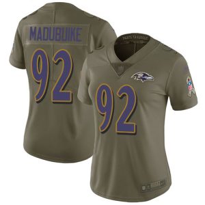 Ravens #92 Justin Madubuike Olive Women's Stitched NFL Limited 2017 Salute To Service Fabulous Jersey