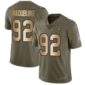 Ravens #92 Justin Madubuike Olive/Gold Men's Stitched NFL Limited 2017 Salute To Service Admirable Jersey