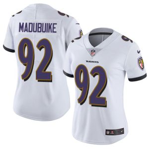 Ravens #92 Justin Madubuike White Women's Alluring Stitched NFL Vapor Untouchable Limited Jersey