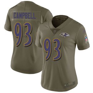 Ravens #93 Calais Campbell Olive Women's Stitched NFL Limited 2017 Salute To Service Jersey Prime