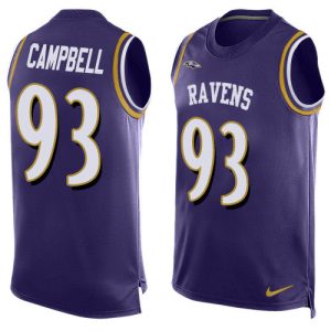 Ravens #93 Calais Campbell Purple Team Color Men's Stitched Stunning NFL Limited Tank Top Jersey
