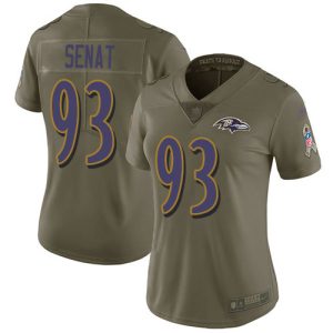 Ravens #93 Deadrin Senat Olive Women's Stitched NFL Limited 2017 Salute To Prime Service Jersey