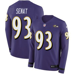 Ravens #93 Deadrin Senat Purple Team Color Men's Stitched NFL Limited Therma Long Stunning Sleeve Jersey
