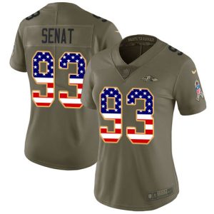 Ravens #93 Deadrin Senat Stylish Olive/USA Flag Women's Stitched NFL Limited 2017 Salute To Service Jersey
