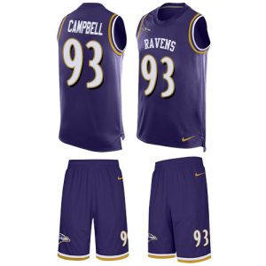 Ravens #93 Outstanding Calais Campbell Purple Team Color Men's Stitched NFL Limited Tank Top Suit Jersey