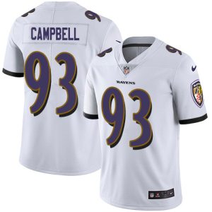 Ravens #93 Striking Calais Campbell White Men's Stitched NFL Vapor Untouchable Limited Jersey