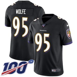 Ravens #95 Derek Wolfe Black Alternate Men's Stitched NFL 100th Season Vapor Untouchable Limited Jersey Dashing